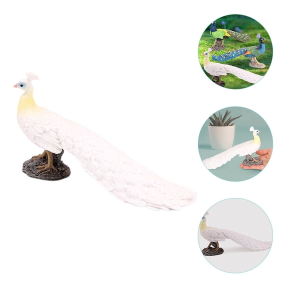 USHOBE Figurine Decorative Ornaments Peacock PVC Realistic Design Animal Model 1Pcs 9.4x3x5.6in