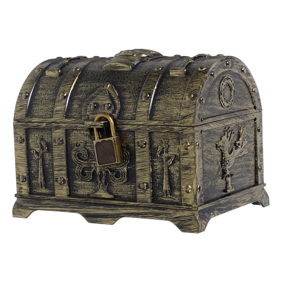 USHOBE Plastic Pirate Treasure Chest Storage Box for Home and Festive Decor