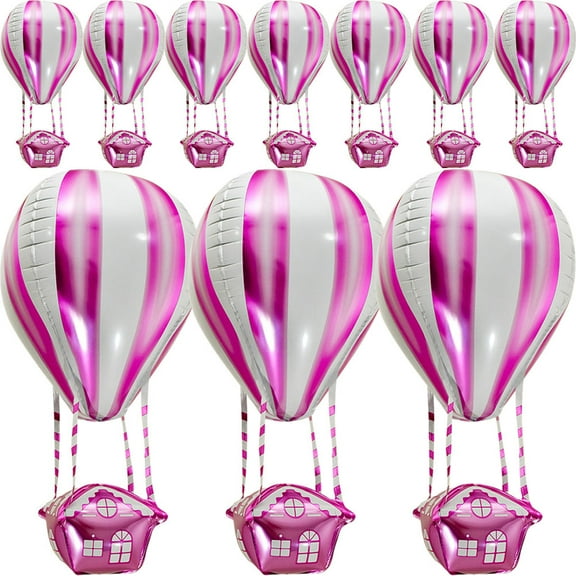 USHOBE Inflatable Hot Air Balloon 10Pcs Pink Aluminum Film Balloons for Birthday Parties