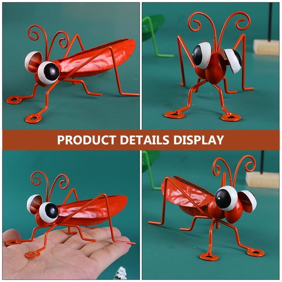 USHOBE Vivid Red Iron Ornament Grasshopper for Home and Garden Decor