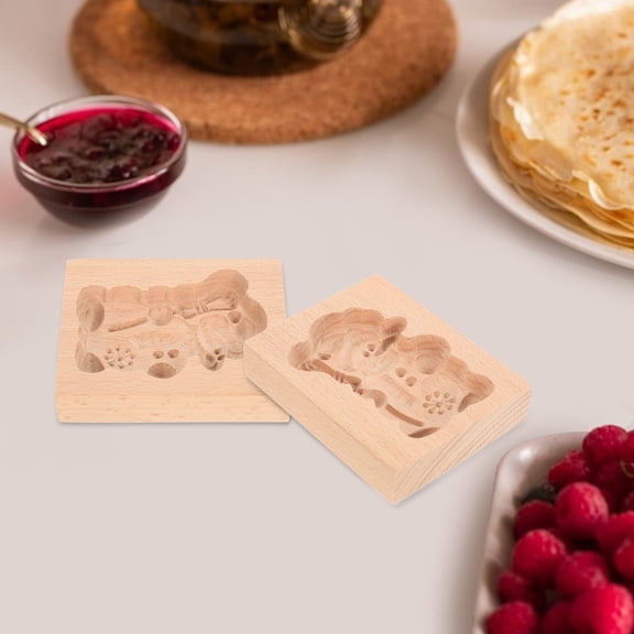 USHOBE Wooden Cookie Mold 3d Press for Baking Decorative Cookies Season