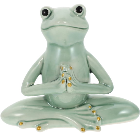 USHOBE Light Green Ceramic Frog Figurine Decorative Tea Pet for Tea Ceremony and Home Decor