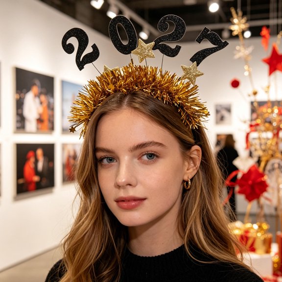 USHOBE Golden 2027 New Year Headband Comfortable Adjustable Party Headwear