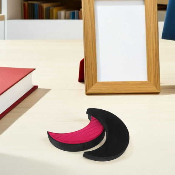USHOBE Elegant Moon Shaped Velvet Jewelry Box in Black for Special Moments
