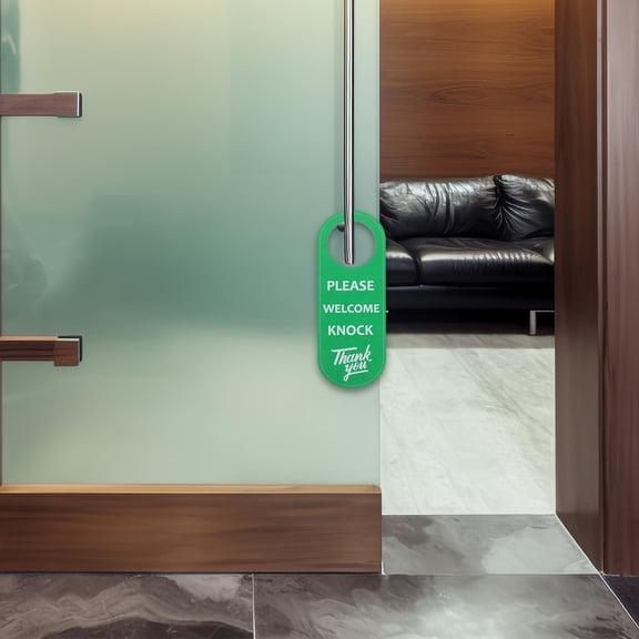 USHOBE Green Knock Door Sign Made of PVC, Perfect Door Hanger for Hotels, Offices, and Home Use