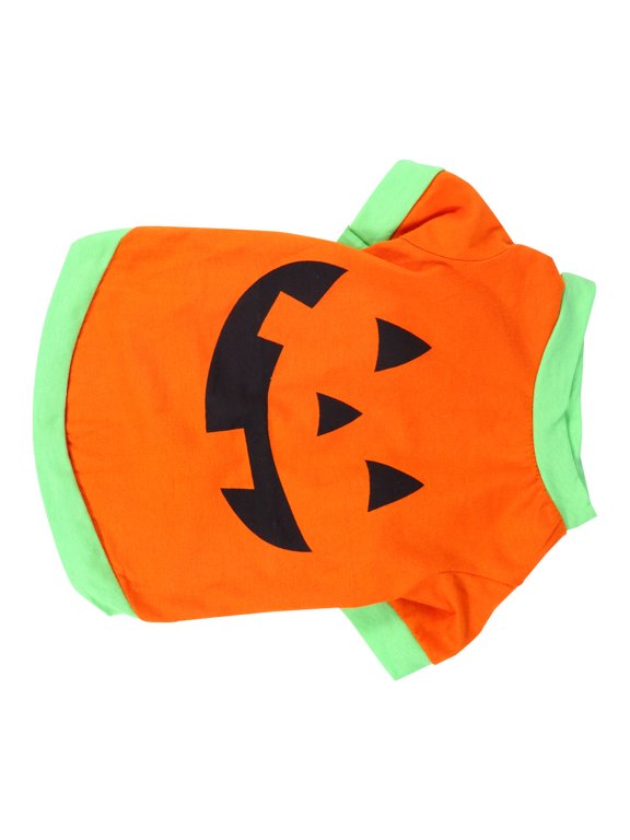 Pumpkin Head Pet Vest Orange Cotton for Cosplay Party and Holidays