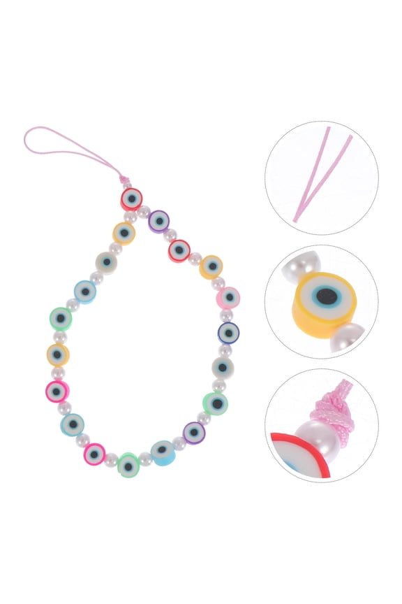 1Pc Phone Lanyard Polymer Clay Eye Pattern Keychain Strap Easy Assemble and Disassemble