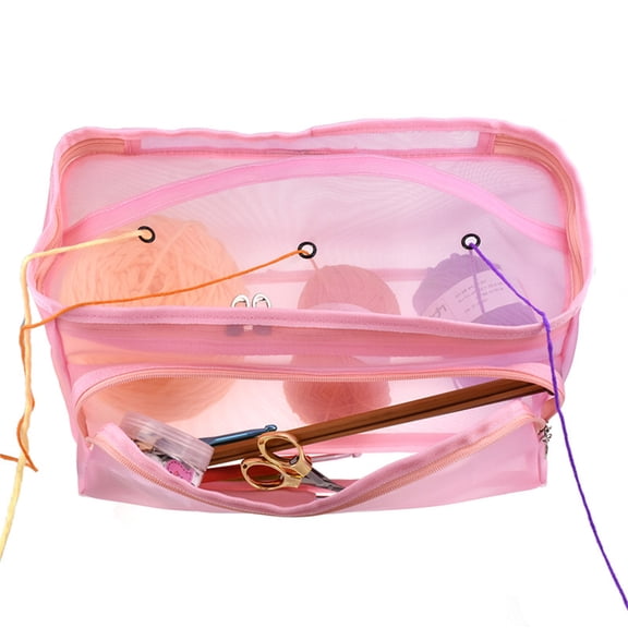 USHOBE Pink Portable Sewing Holder with Durable Nylon Net Mesh for Storage