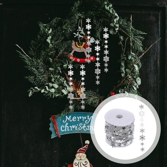USHOBE Snowflake Chain Snowflake Beads String Garland 1 Roll 394X0.79X0.08In
