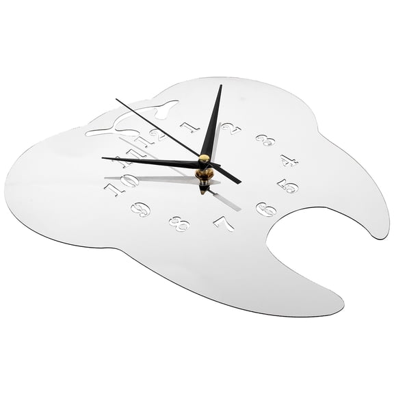 USHOBE Plated Tooth Wall Clock, Acrylic Retro Theme Clock for Home Office Clinic Decor, Unique Wall Art