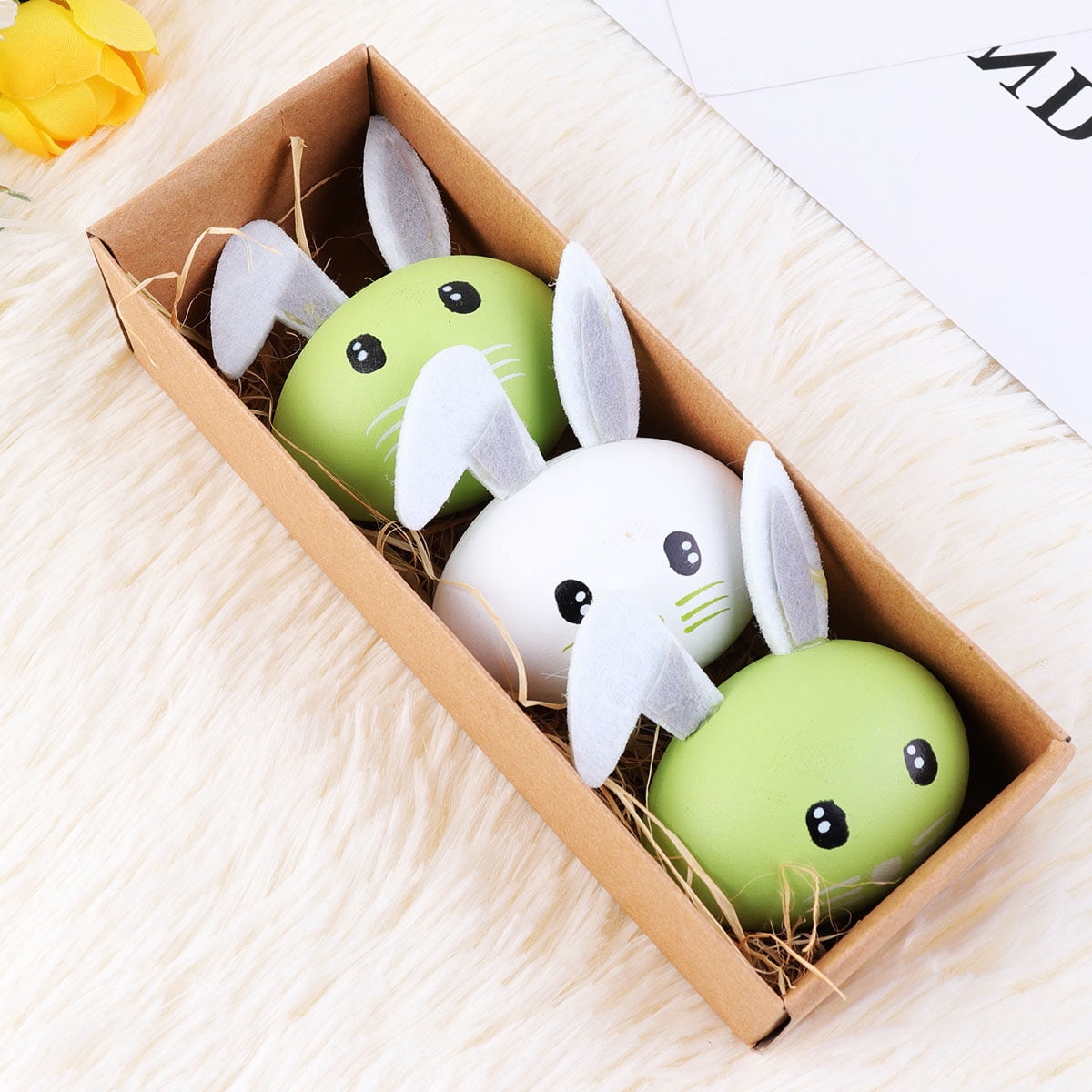 USHOBE Green Easter Rabbit Decor with Painted Design for Home ...