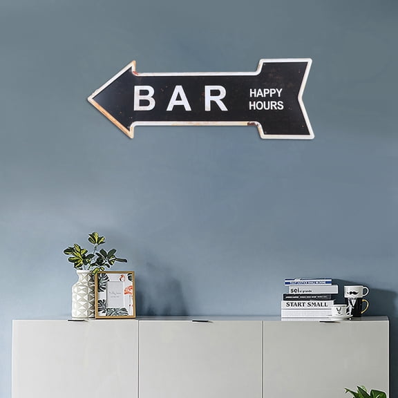 USHOBE Retro Metal Signs Indicator Tag Iron Direction Sign Decoration for Supermarket Hotel Bar Wall 1Pcs 17.7x6.3in