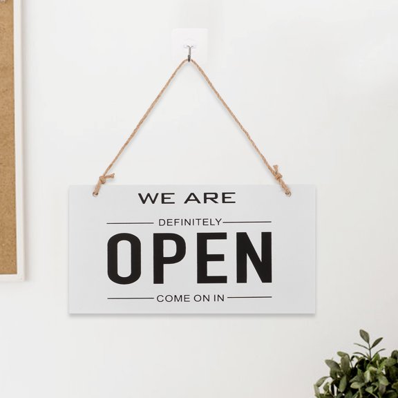 USHOBE Reusable Hanging Sign Wood White 1Pcs Simple Design For Business Operations