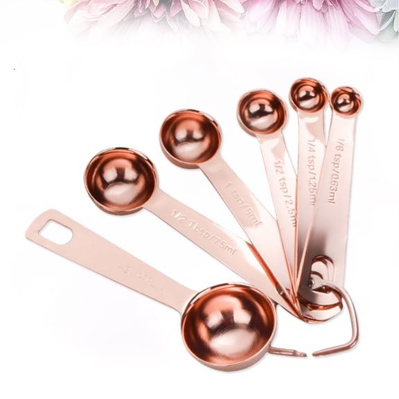 USHOBE Rose Gold Measuring Spoons 6Pcs Copper Plating Technology for Accurate Baking