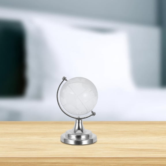 USHOBE Rotatable Clear Glass Small Desk Globe with Stand Decorative World Map Sphere for Home