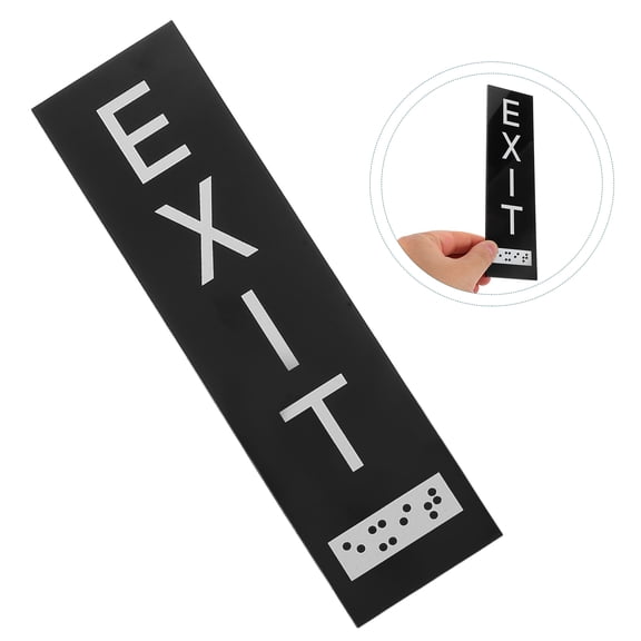 USHOBE Self Adhesive Black Braille Exit Sign for Office and Public Corridor Safety