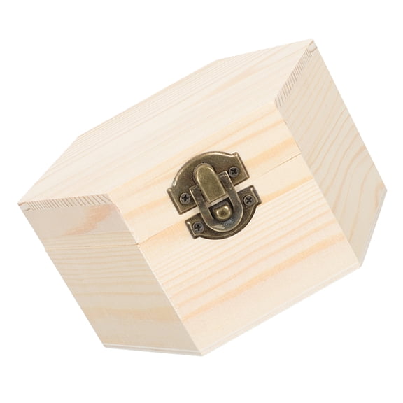 USHOBE Small Decorative Box Hexagon Wooden Box Beige For Women Box 1 Set