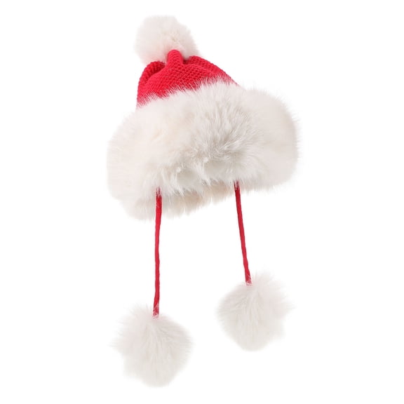 USHOBE Plush Santa Hat Cable Knit Pompom Ear Protection Winter Hat Chic Design