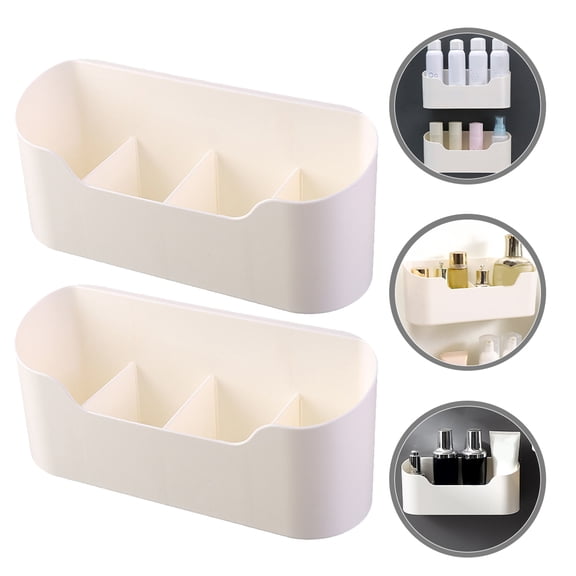 USHOBE Storage Baskets 2Pcs Cosmetics Box Beige Hips Rectangular Wall Mountable Bathroom Accessories 9.04X3.93X2.75in