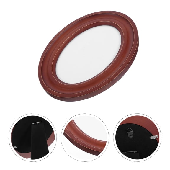 USHOBE Sturdy Brown Wooden Oval Frame Easy Photo Replacement for Home and Office Decor