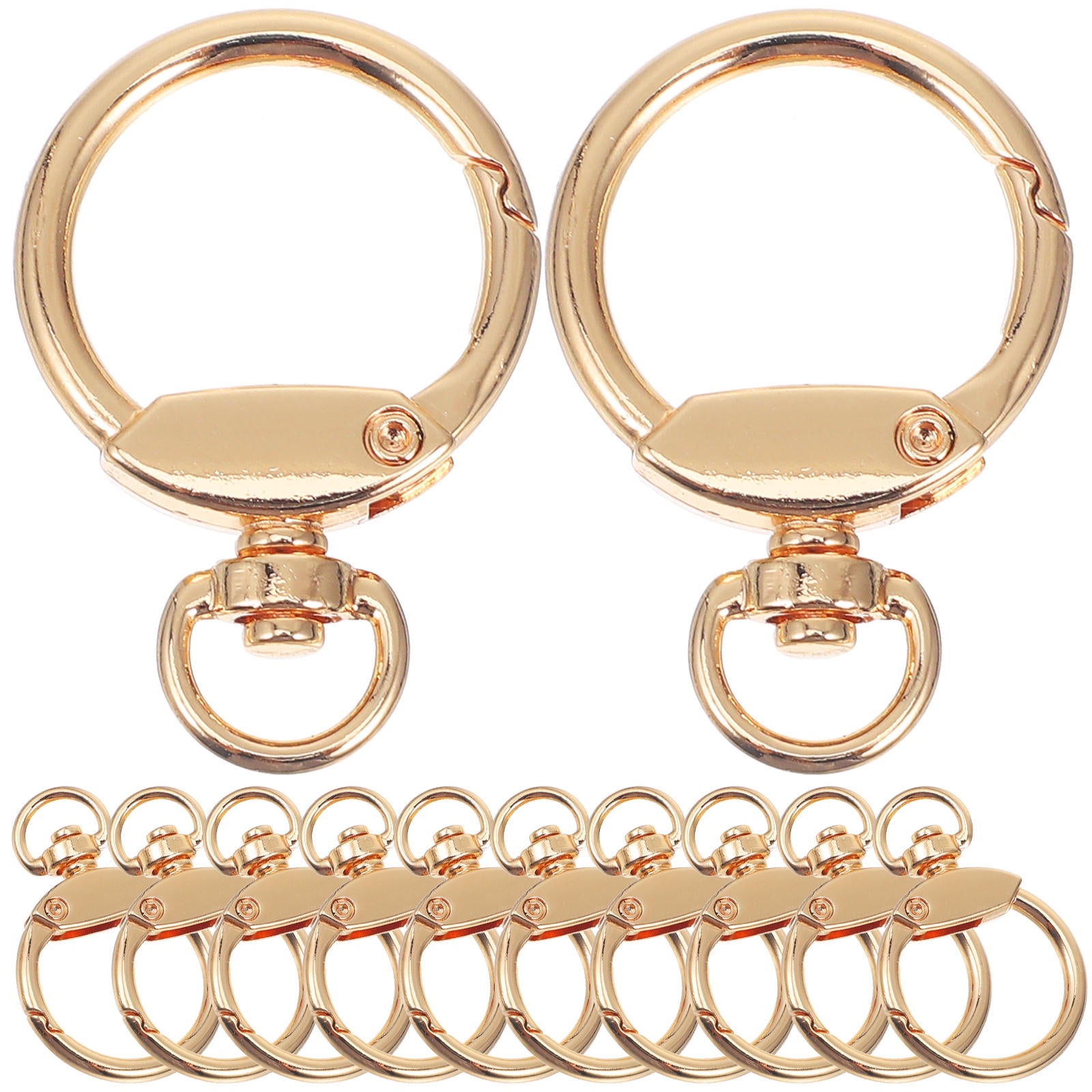Keychains N Rings USHOBE 12Pcs Golden Alloy Round Carabiner Key Rings Durable Metal ...