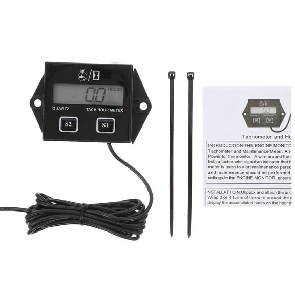 USHOBE Tachometer Gauge 1Pack for Motorcycle and ATV with LCD Display in Sleek Black Design