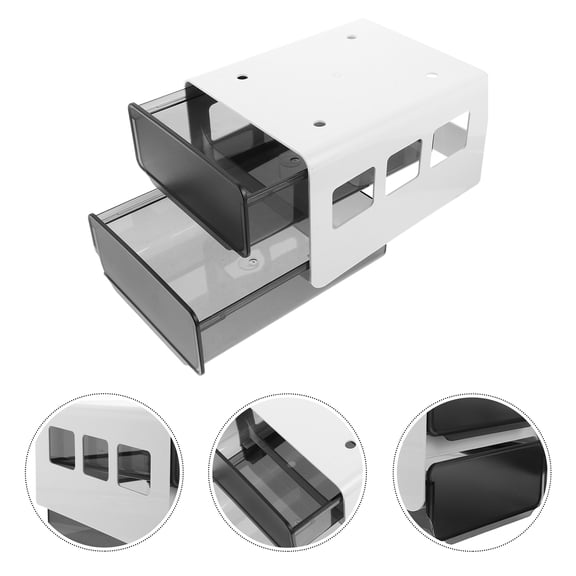 USHOBE Under Desk Organizer Drawer 1Pack Transparent Black White for Dormitory and Office