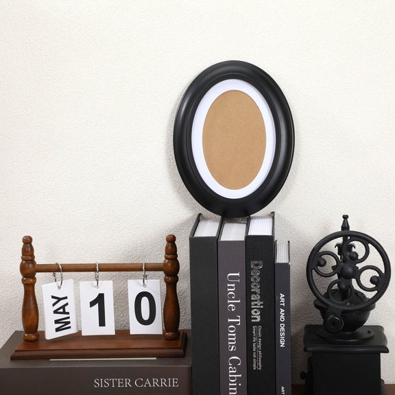 USHOBE Unique Oval Portrait Frame Wooden Photo Storage Tabletop Display 1Set