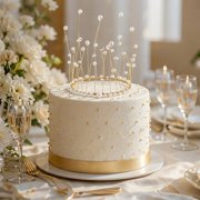 USHOBE Copper Wire Cake Decoration Crown with White Pearls for Birthday Cakes