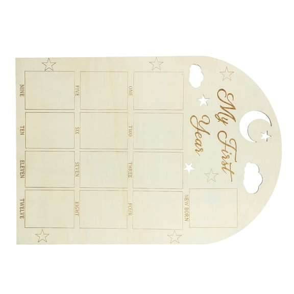 USHOBE Wood Baby Photo Frame for First Year Monthly Decoration Khaki