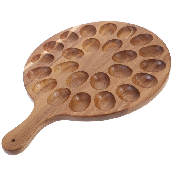 USHOBE Deviled Egg Tray Wooden Appetizer Platter with Random Wood Grain