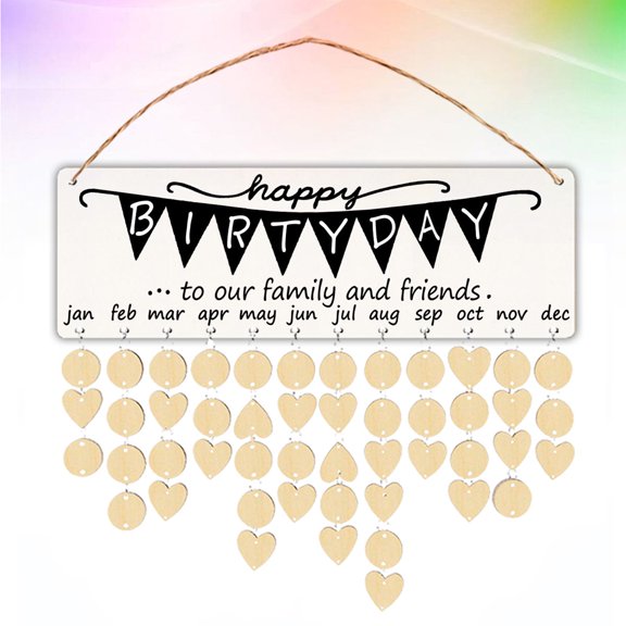 USHOBE Wooden Hanging Calendar Black Reusable Date Display for Decoration with Heart and Round Chips