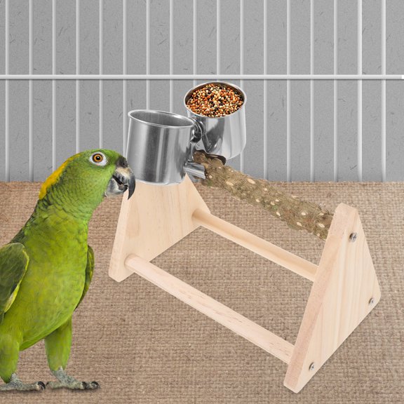 USHOBE Wooden Parrot Perch Platform Table Bird Stand for Parrot Training