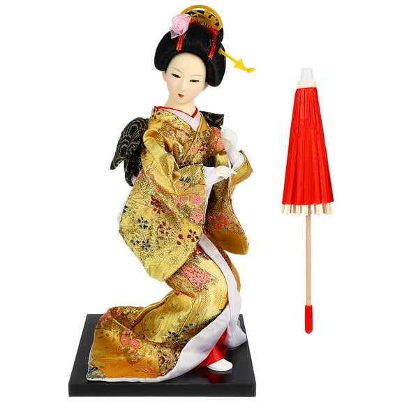 USHOBE Yellow Plastic Geisha Doll for Home and Room Decor 1Pcs 9.8x4.9x4.9in