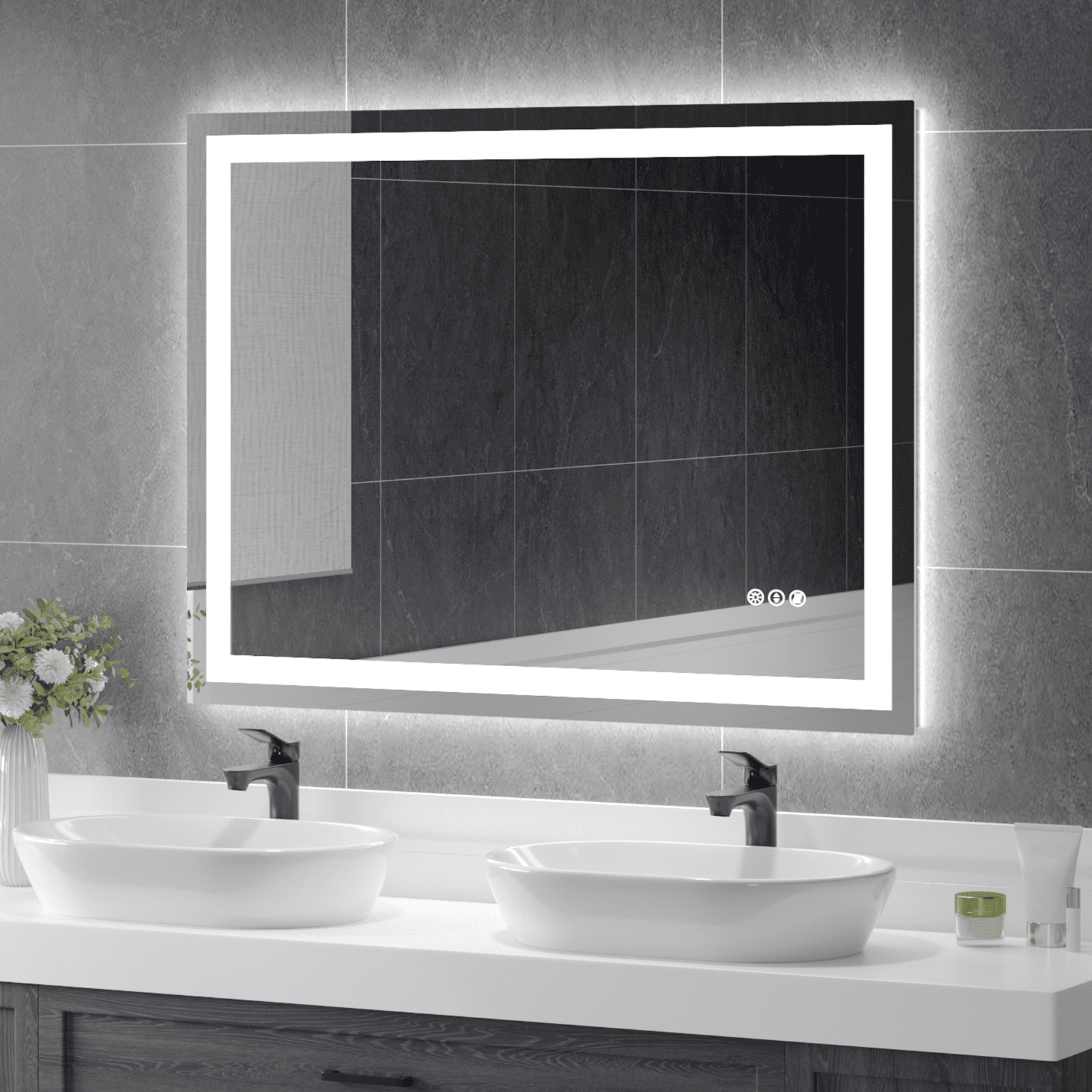 48x36 Inch Polished Tempered Glass LED Bathroom Vanity Mirror