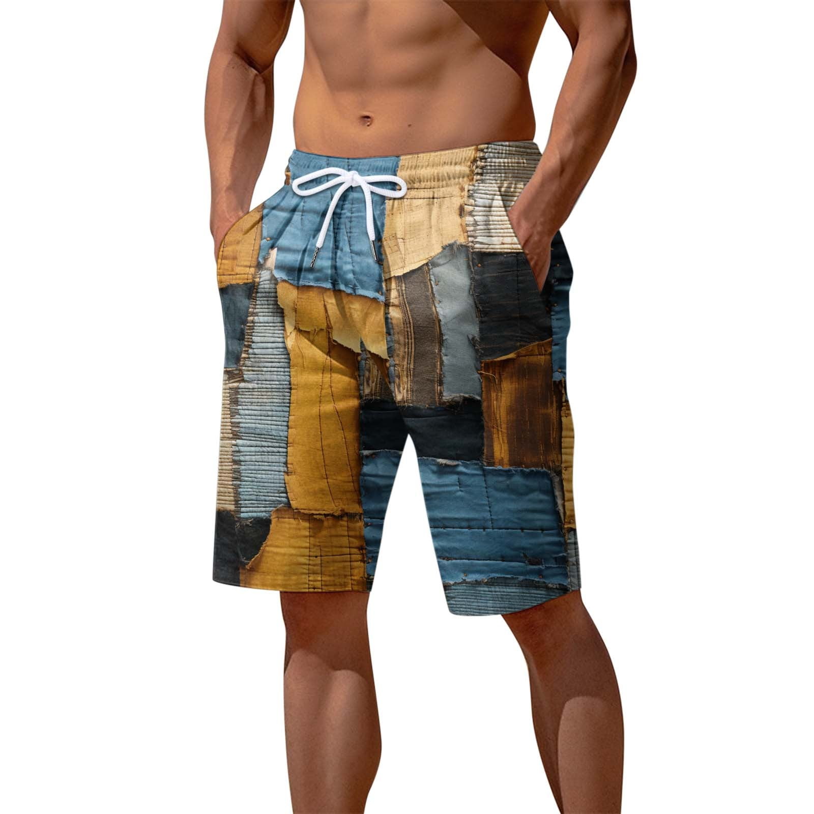 USHUN Mens Khaki Shorts 9 Inch Inseam Long Shorts Pleated Drawstring Elastic Waistband Active Shorts Size 40 Walmart