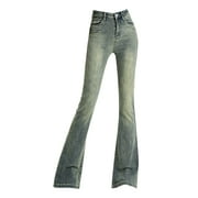 USHUN Women's Bootcut Denim Jeans High Rise Skinny Stretch Juniors Washed Slim Boot Cut Curve Jeggings