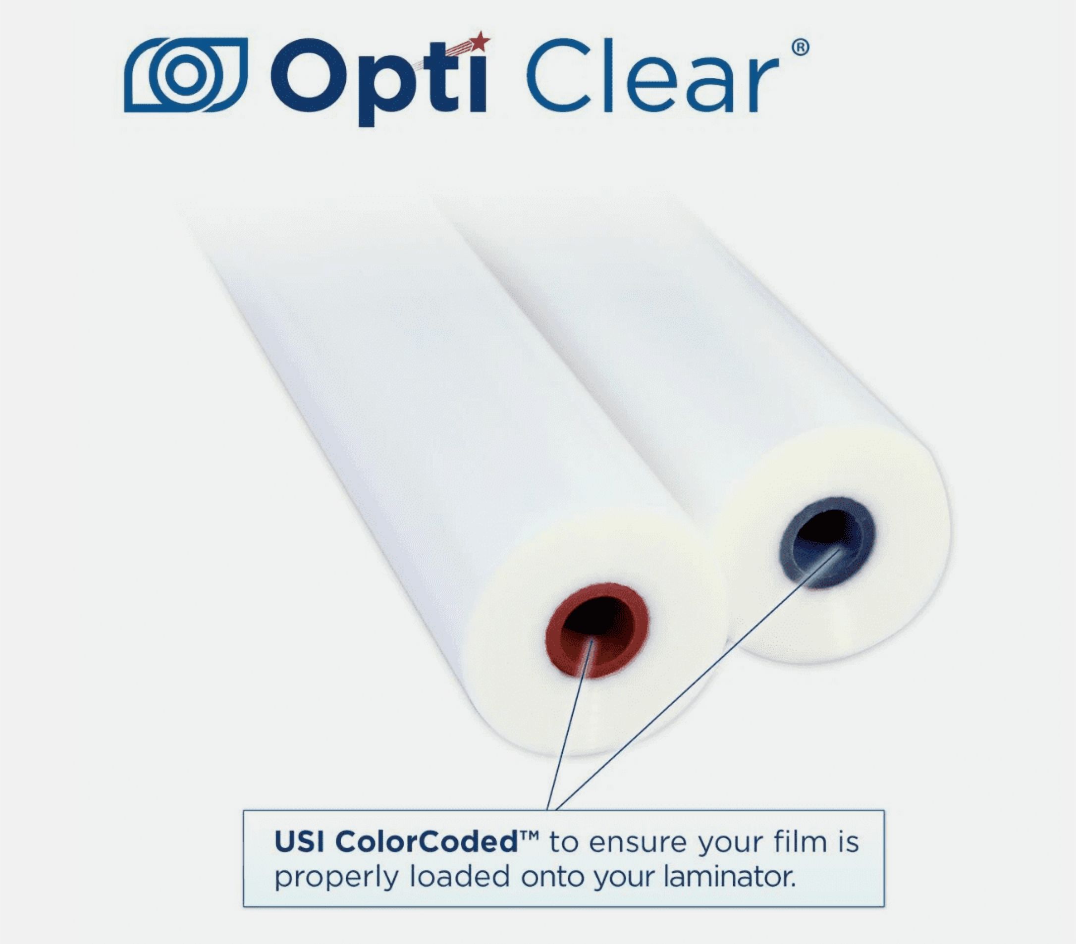 USI Opti Clear PREMIUM Roll Laminating Film, 1" Core, 3 mil, 25"x250', Gloss