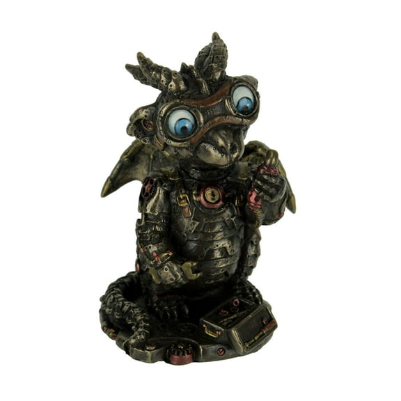 USI Steampunk Dragon Tinkerer w/Goggles Mechanical Gear Figurine