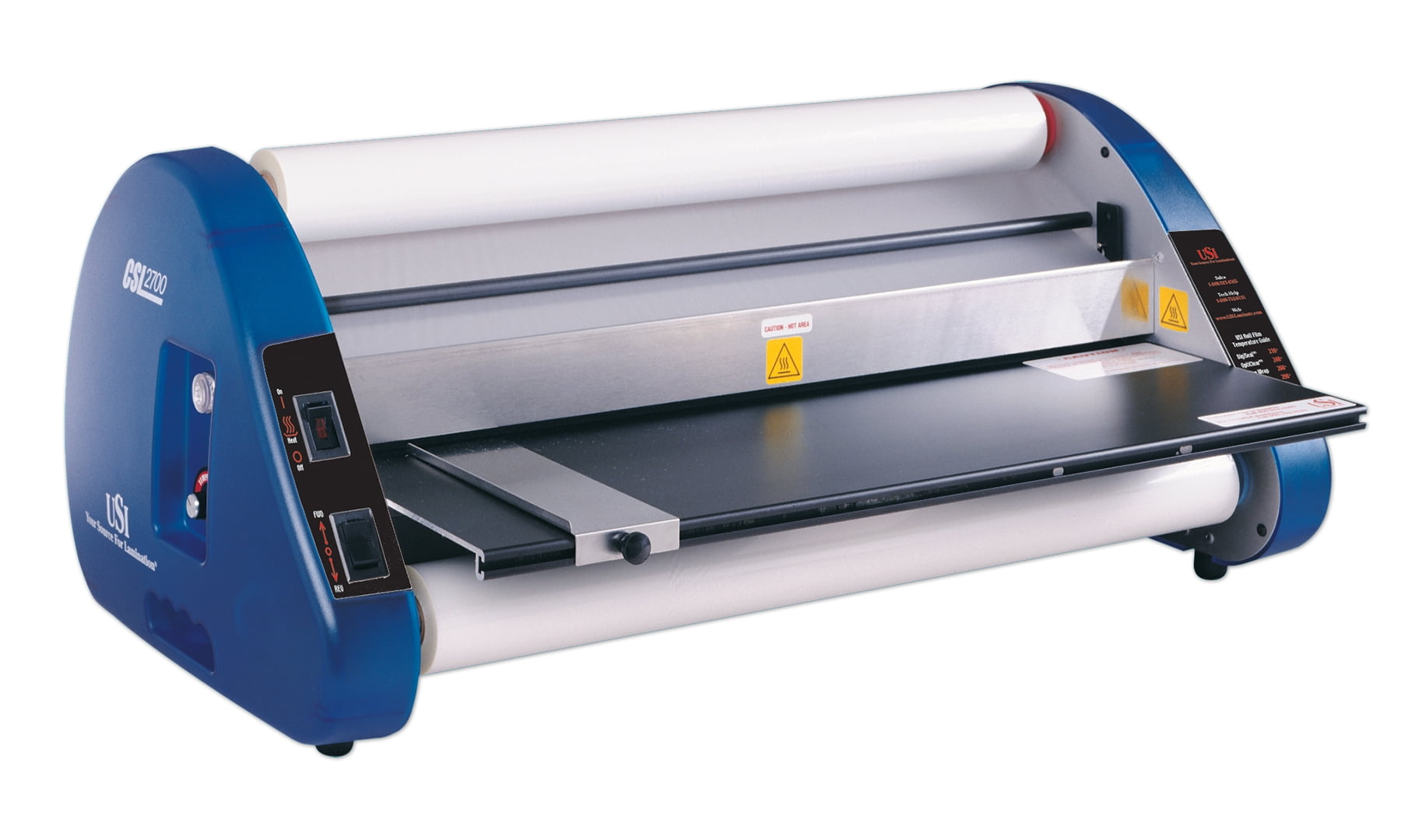 USI Thermal (Hot) Roll Laminator, CSL 2700, Laminates Films up to 27 Inches Wide and 3 Mil Thick, 1 Inch Core; UL-Listed, INDUSTRY BEST 2-YEAR WARRANTY