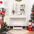 thumbnail image 1 of USIKEY Vanity Table Set for Gift with 10 Hollywood Style Lights, Dressing Vanity Table with 2 Long Shelves and 2 Big Drawers, Makeup Table with Cushioned Stool for Women, Girls, Bedroom, White, 1 of 10