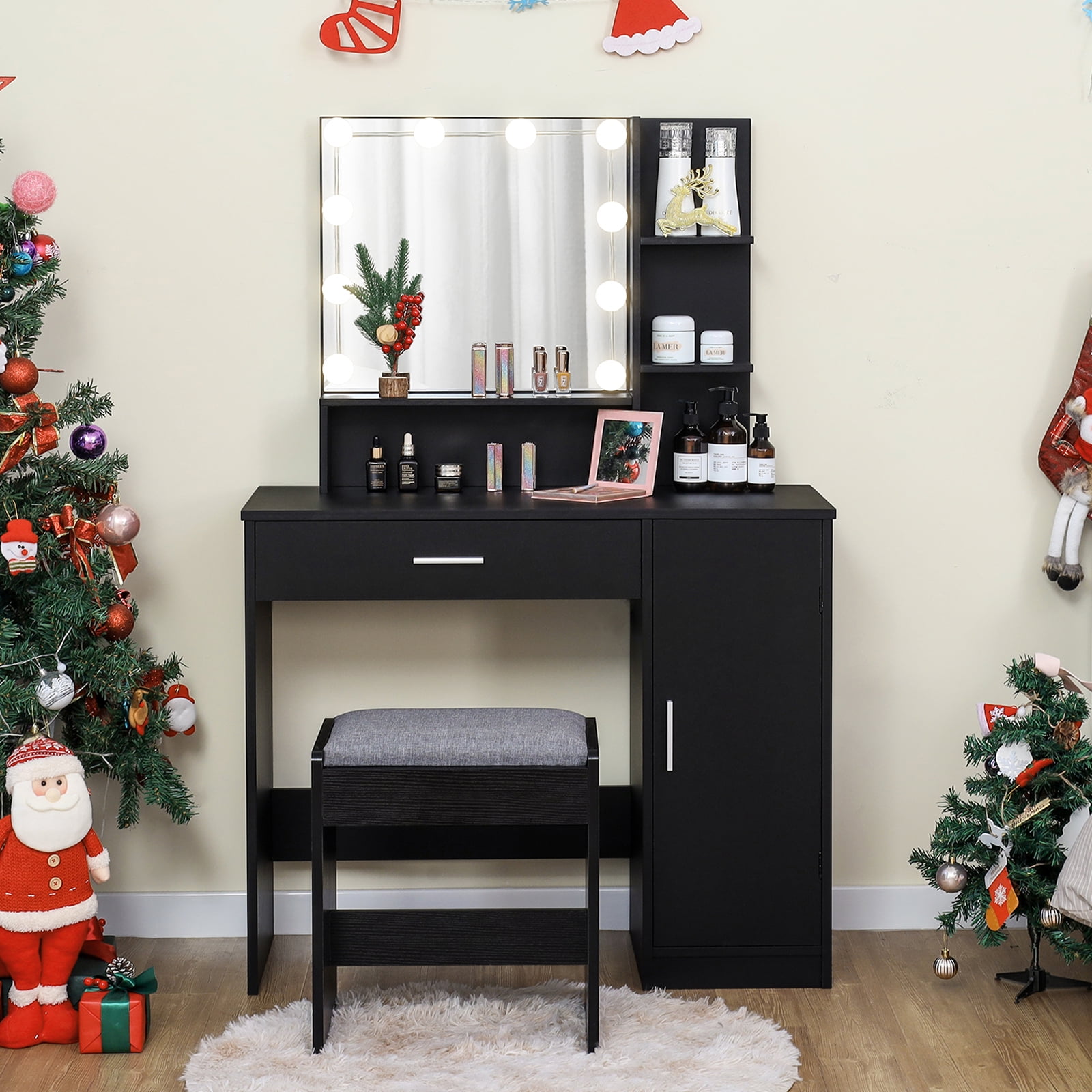 USIKEY Vanity Set with Light Bulbs, Large Drawer, Storage