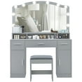 thumbnail image 1 of USIKEY Women Modern Large Vanity Set with Lighted Mirror and Storage Cabinets Table Set, Gray, 1 of 10