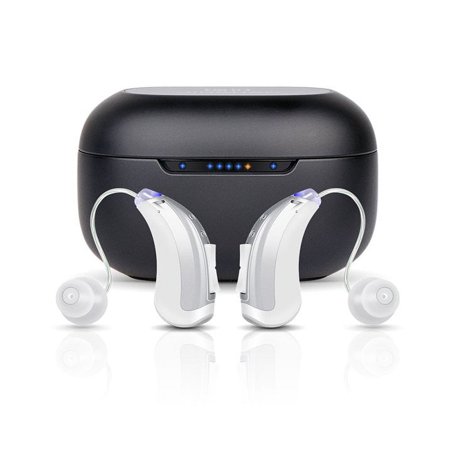 USING Bluetooth Personal Sound Amplifiers for Ears with Noise Reduction, Mini Invisible Sound Amplifier Voice Enhancer Devices with Portable Charging Case for Seniors,White,1 Pair
