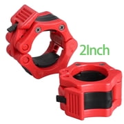 USIONE 2" Olympic Exercise Collars for Fitness Workout | Heavy Duty Rubber Quick Release Barbell Clamps, Red Pair (2 Pack)