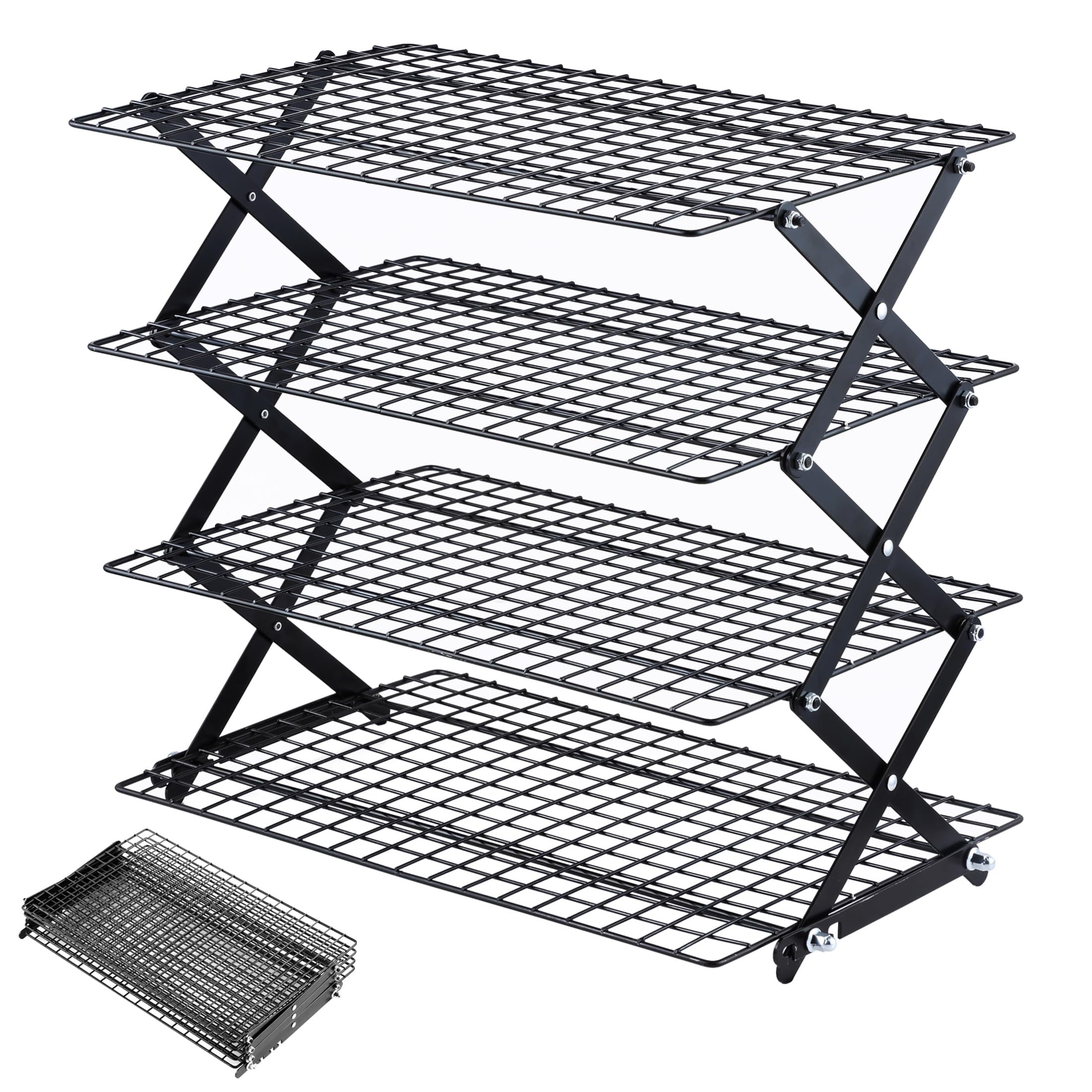 USIONE 4 Tier Collapsible Cooling Rack - 3 Setting Design, Adjustable ＆ Stackable Baking Rack, 5 Modes Cooling Racks for Cooking and Baking, Roasting ＆ Grilling Gifts for Picnic Party - Walmart.com