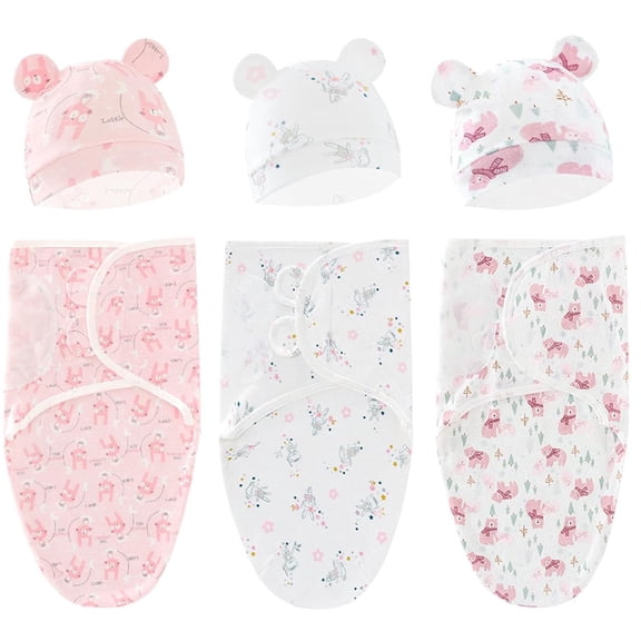 USIONE Baby Swaddle Sleep Sacks 3-Pack, 0-3 Months Newborn Swaddles for Baby Girls, Soft Infant Receiving Blankets, Easy Diaper Change Baby Blankets for Newborns