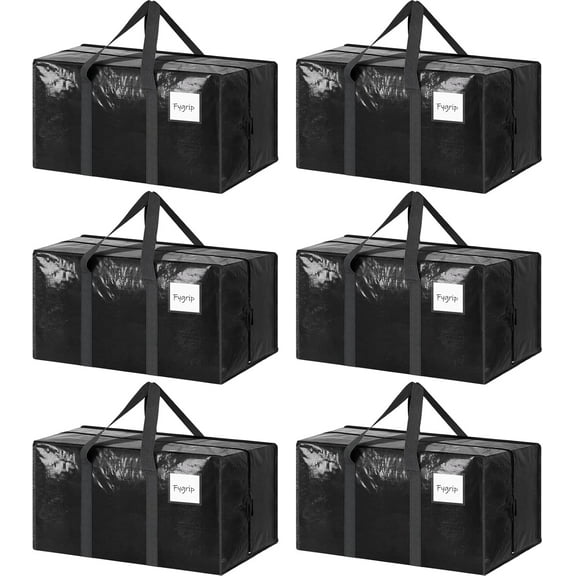 USIONE Moving Bag, Extra Large 50lb Capacity, Water and Puncture Resistant, 6 Pack Black
