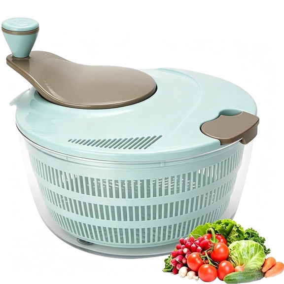 USIONE Salad Spinner, 4.24 Quart Lettuce Spinner with Double Drainage Holes, Salad Dryer for Washing, Spinning, and Draining Greens, Fruits, and Vegetables