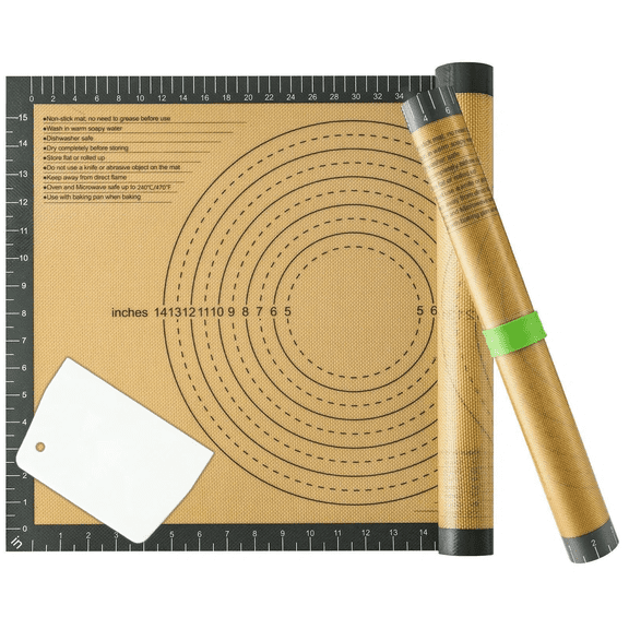 USIONE Silicone Pastry Baking Mat, Non-Stick Non-Slip Extra Large & Thick with Measurements, 25 x 17 inches for Dough Rolling, Fondant, Counter & Oven Liner